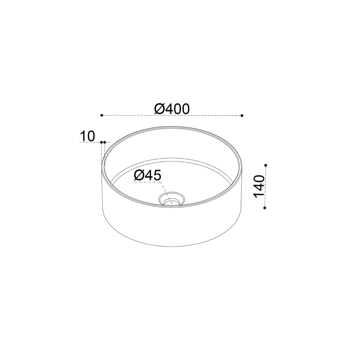 glasvilla 40x40x15cm Waschbecken rund Col804 Aufsatzwaschbecken ohne Hahnloch und Überlauf.. Col804 Moderne Optik- höchste Funktionalität