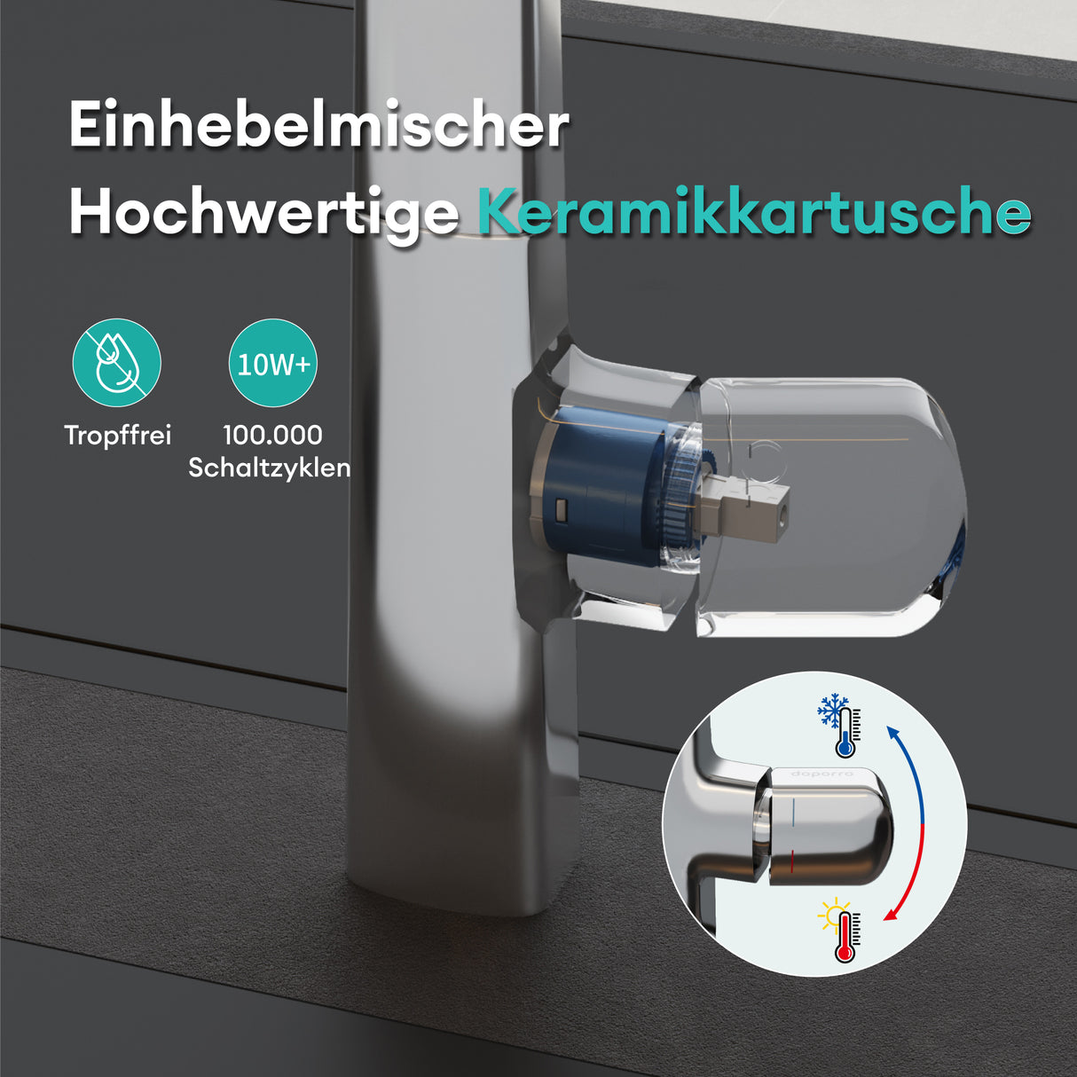 glasvilla Wasserhahn Küche Spültischarmatur Küchenamatur Mischbatterie mit Einhebelmischer 360° Schwenkbar Küchenwasserhahn aus Messing MS-8095