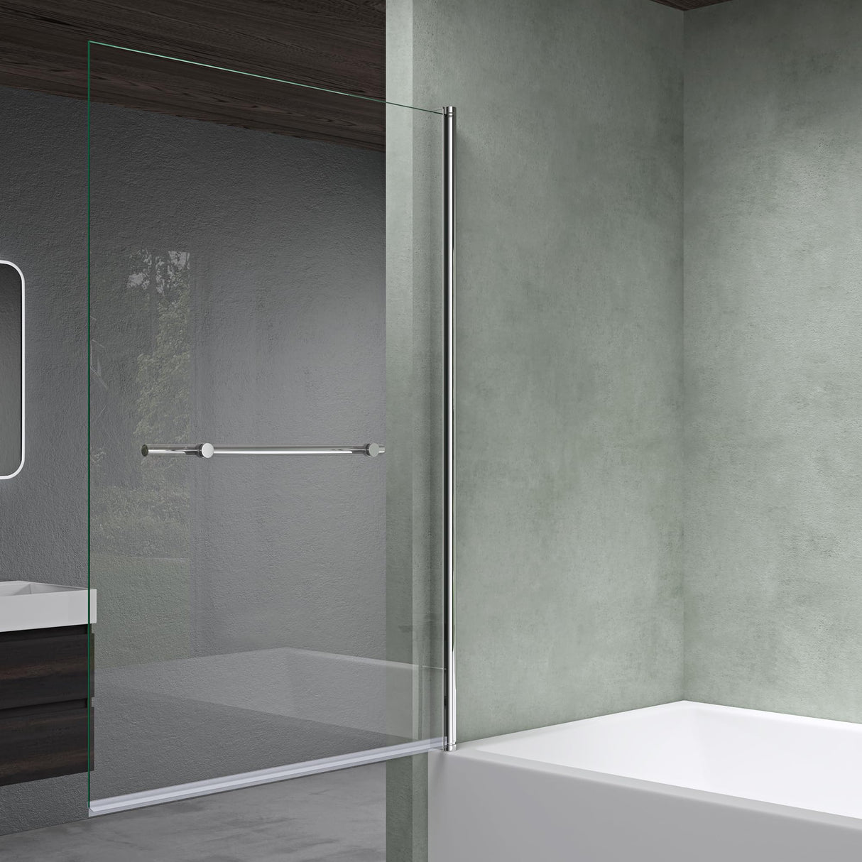 glasvilla Duschwand für Badewanne Badewannenwand faltbar 180° Sicherheitsglas mit NANO 90x140cm Badewannentrennwand Badewannenaufsatz Cortona1121