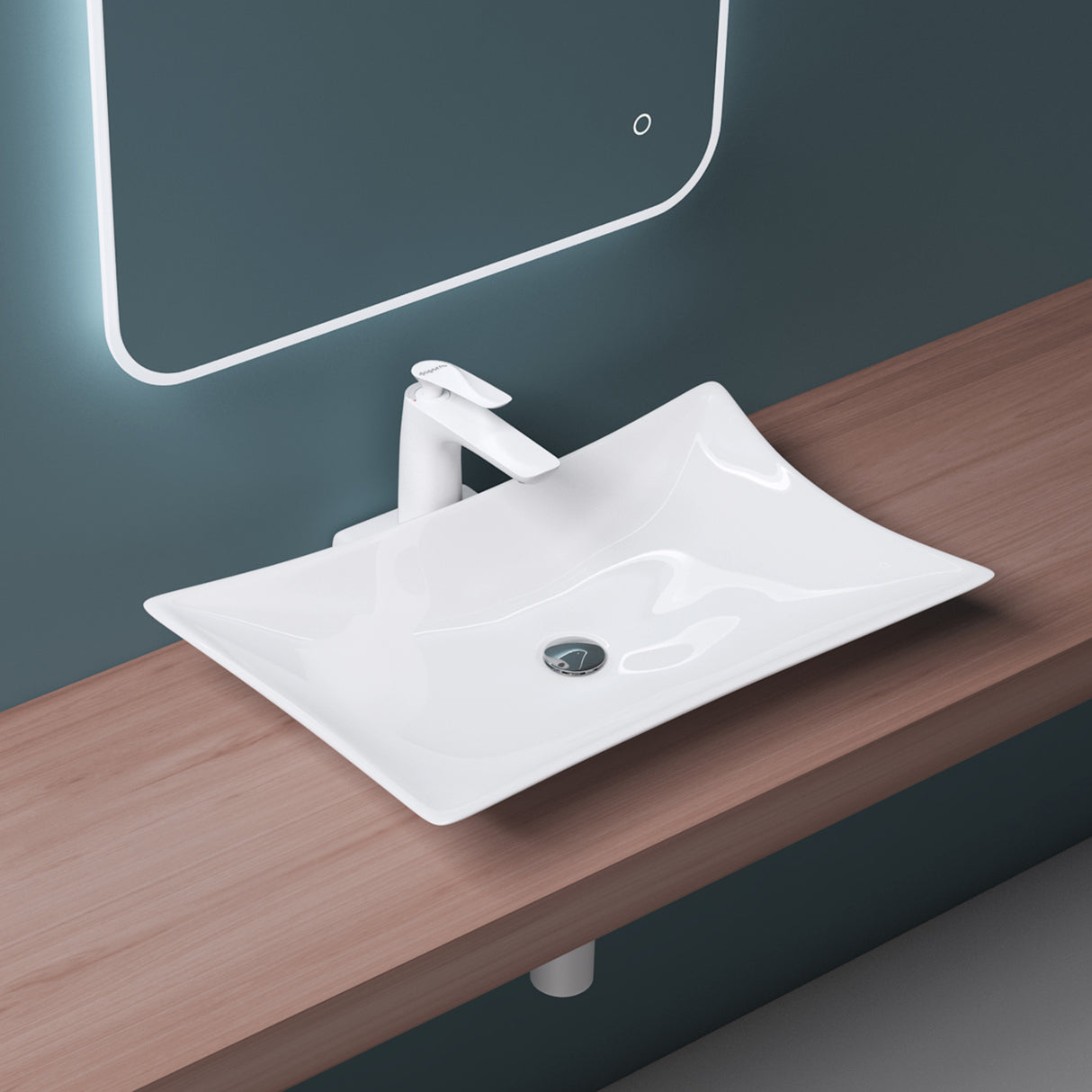 glasvilla Waschbecken weiß Aufsatzwaschbecken aus Keramik,mit Nano-Beschichtung Brüssel891