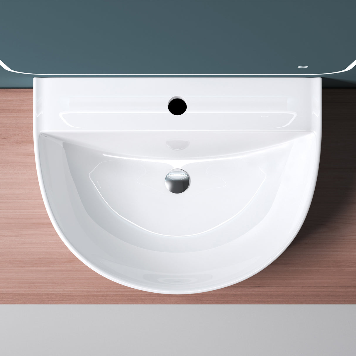 glasvilla Waschbecken Aufsatzwaschbecken Hängewaschbecken BTH: 61x44.5x14.5cm Weiß aus Keramik inkl. Nano-Beschichtung Brüssel896