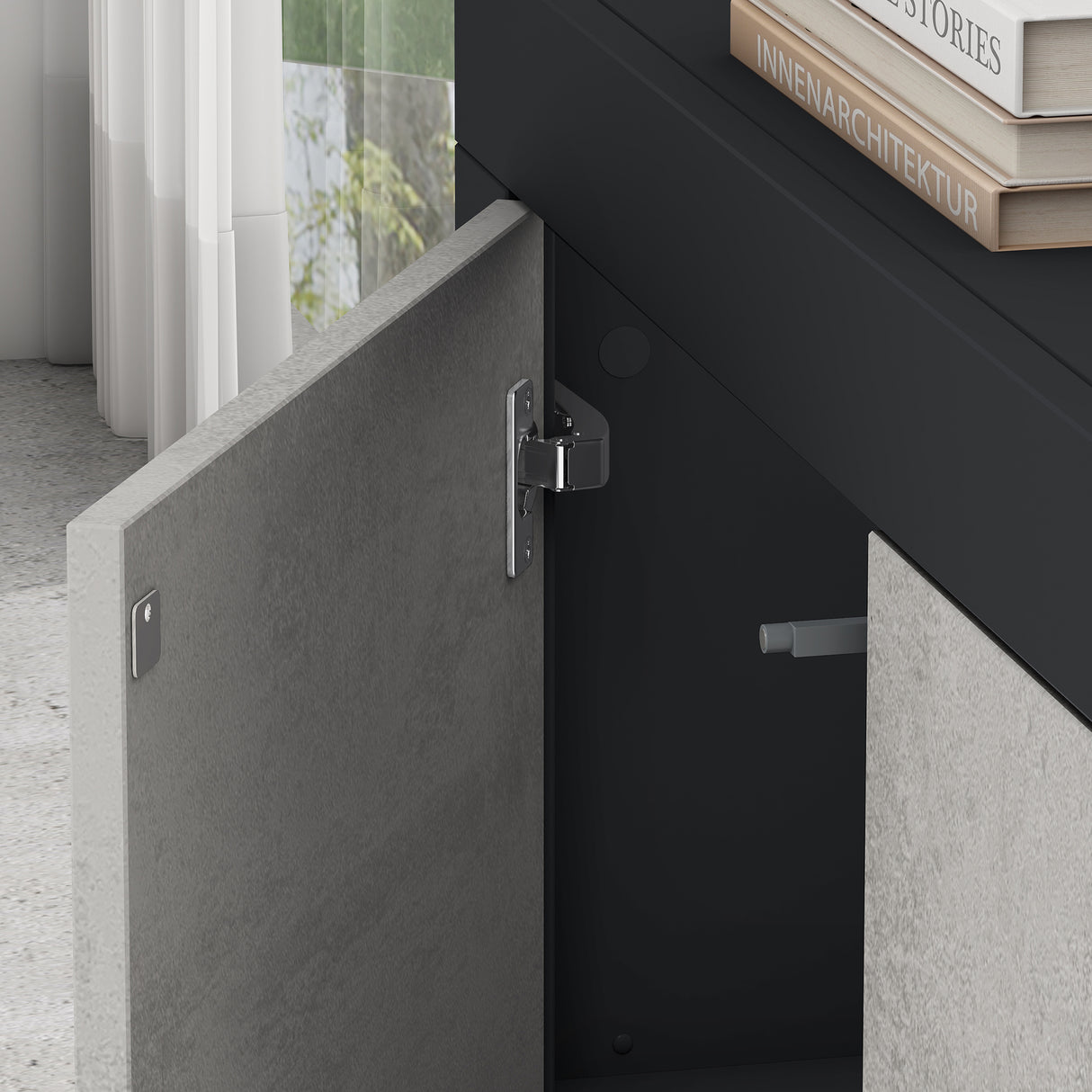 glasvilla Sideboard Aufbewahrungsschrank BTH: 167x36x70 cm mit 2 Schränken und 4 Schubladen Kommode Mehrzweckschrank Möbel Schrank03