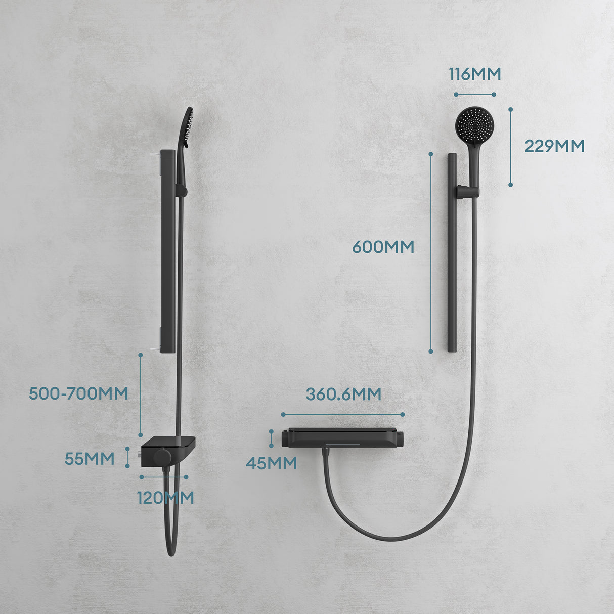 glasvilla Duschsystem mit Thermostat, Duscharmatur Komplettset mit Sicherheitsverriegelung, 3 Strahlarten höhenverstellbar Duschbrause mit Unterauslauf aus Messing Duschsystem9