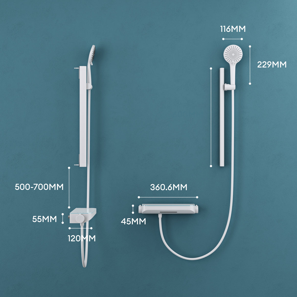 glasvilla Duschsystem mit Thermostat, Duscharmatur Komplettset mit Sicherheitsverriegelung, 3 Strahlarten höhenverstellbar Duschbrause mit Unterauslauf aus Messing Duschsystem9