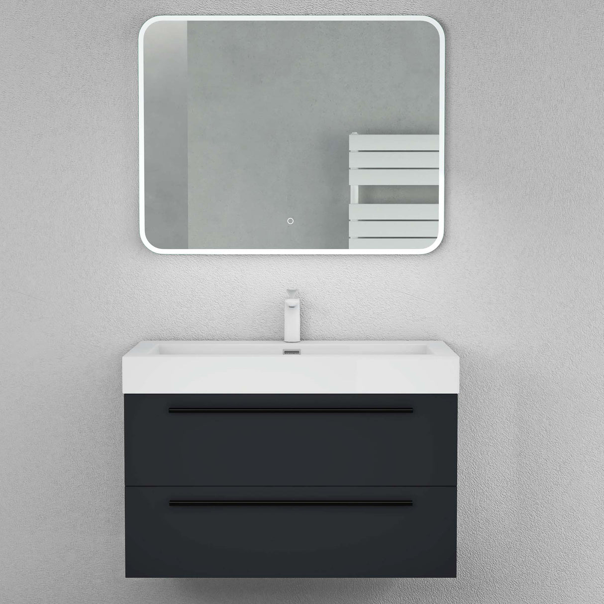 glasvilla Badmöbel-Set Waschbeckenunterschrank Waschtisch mit Unterschrank inkl. Mineralguss-Waschbecken Quadratto