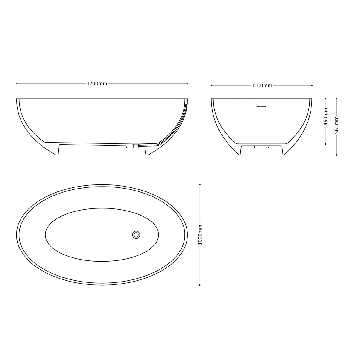 glasvilla Freistehende Badewanne Weiß matt Mineralguss Standbadewanne inkl. Nano-Versiegelung