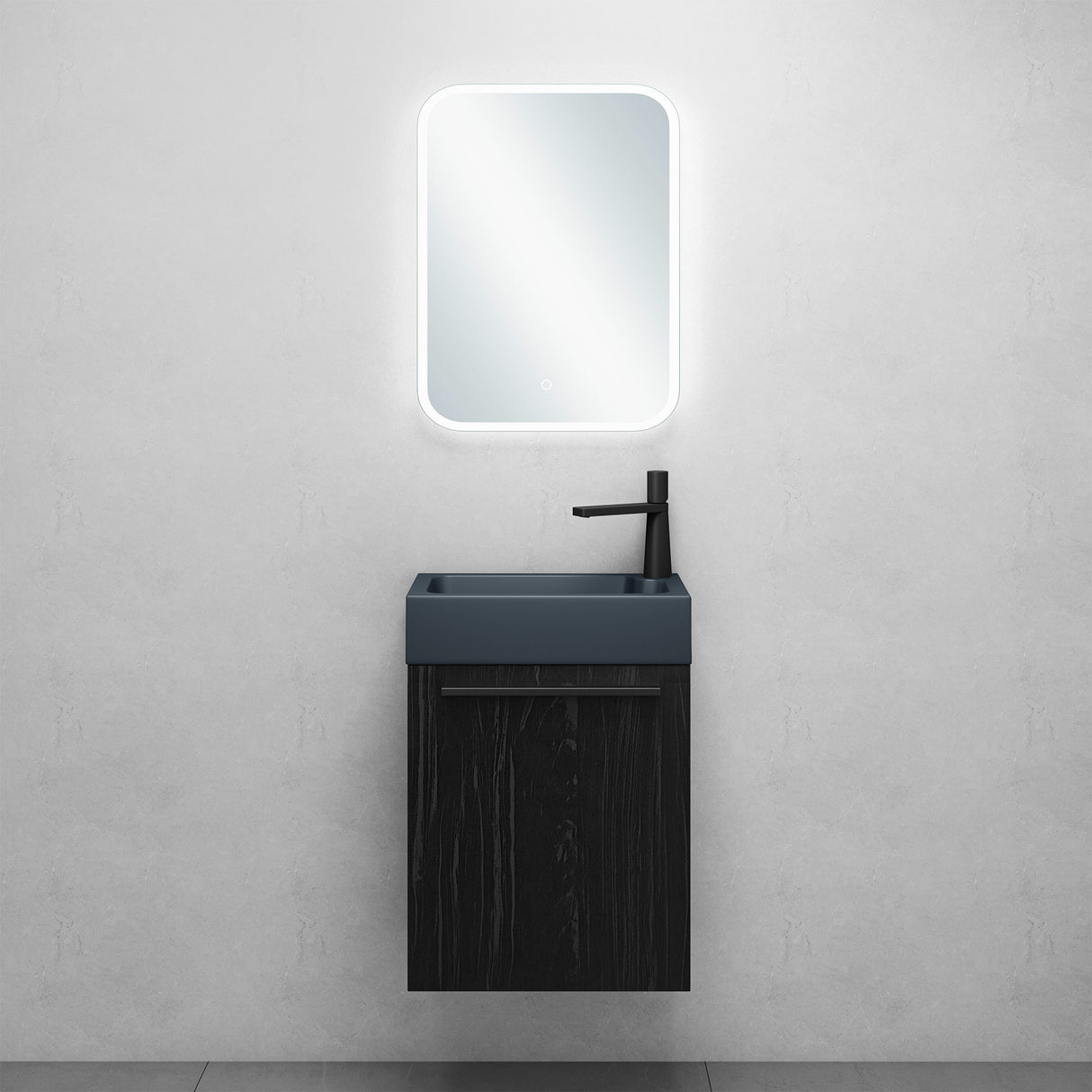 glasvilla Badmöbelset Badezimmermöbel Waschbeckenunterschrank inkl. Waschbecken Anthrazit matt und LED-Badspiegel BxTxH 46x26x63 cm Pisa