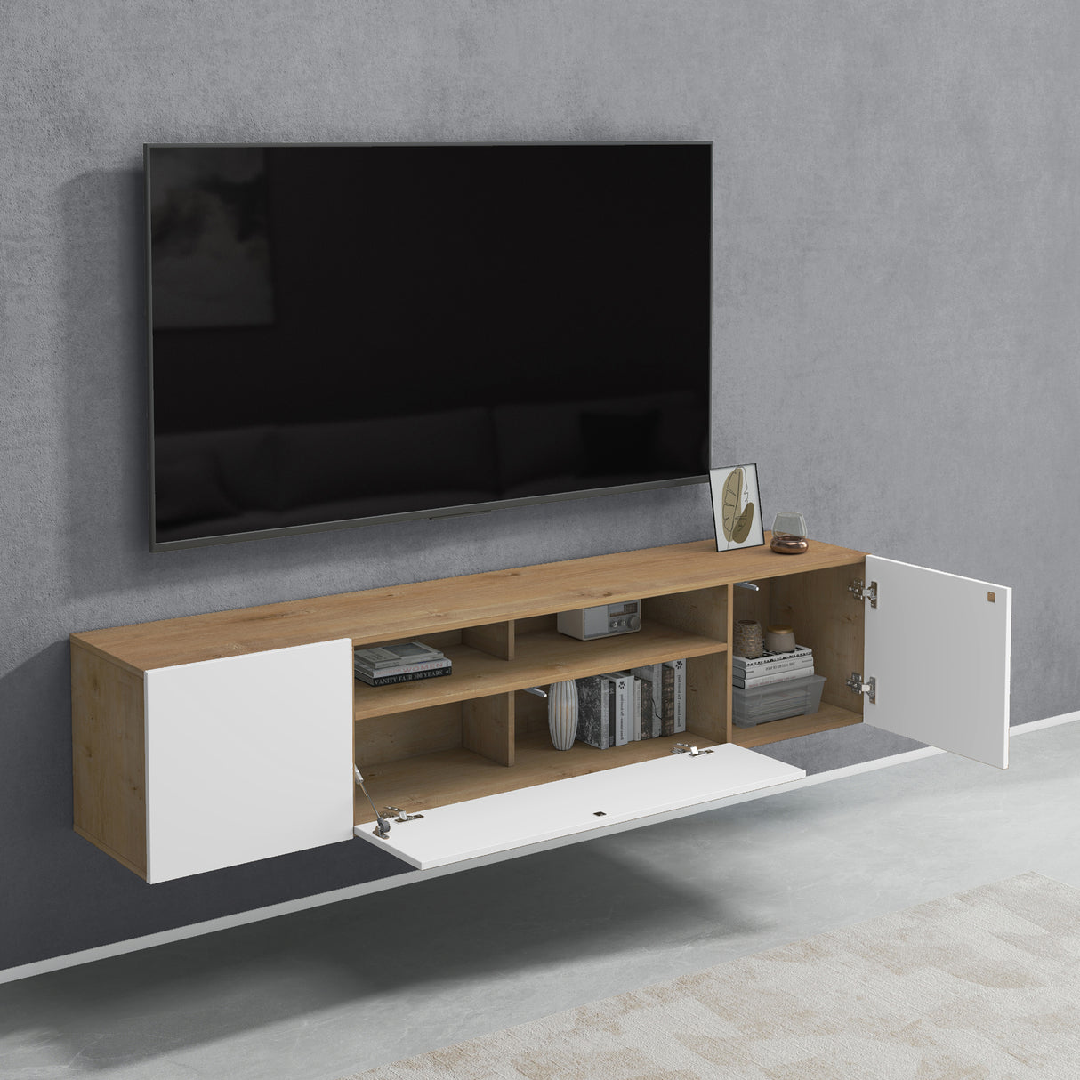 glasvilla TV Schrank Fernsehschrank 3 Türen mit Soft-Close Lowboard Hängeschrank Fernsehtisch für Wohnzimmer Fernsehschrank03