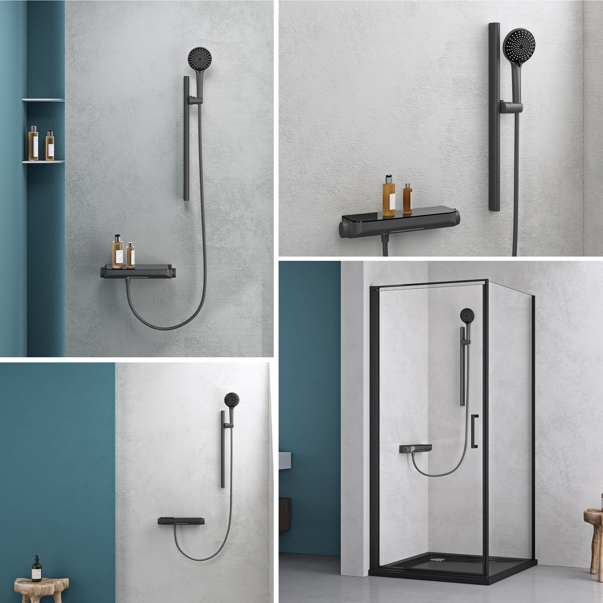 glasvilla Duschsystem mit Thermostat, Duscharmatur Komplettset mit Sicherheitsverriegelung, 3 Strahlarten höhenverstellbar Duschbrause mit Unterauslauf aus Messing Duschsystem9