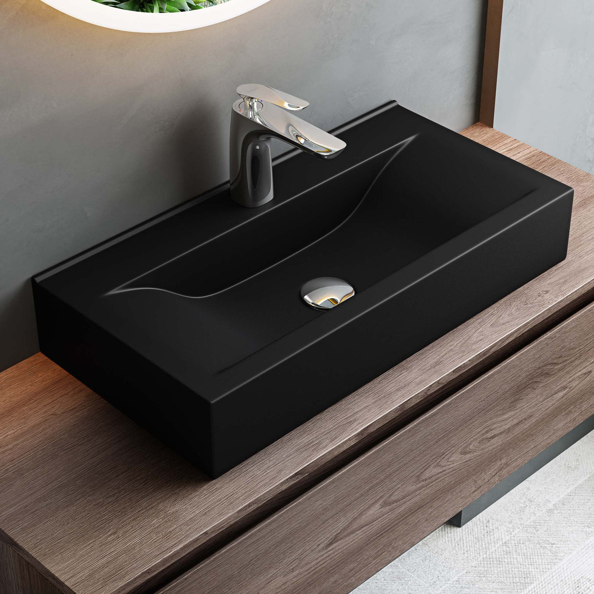 glasvilla Lavabo Suspendido sobre Encimera Baño | Rectangular | Blanco Brillante | 62x32x12cm | Cerámica | 1 Orificio para Grifo Brüssel118G