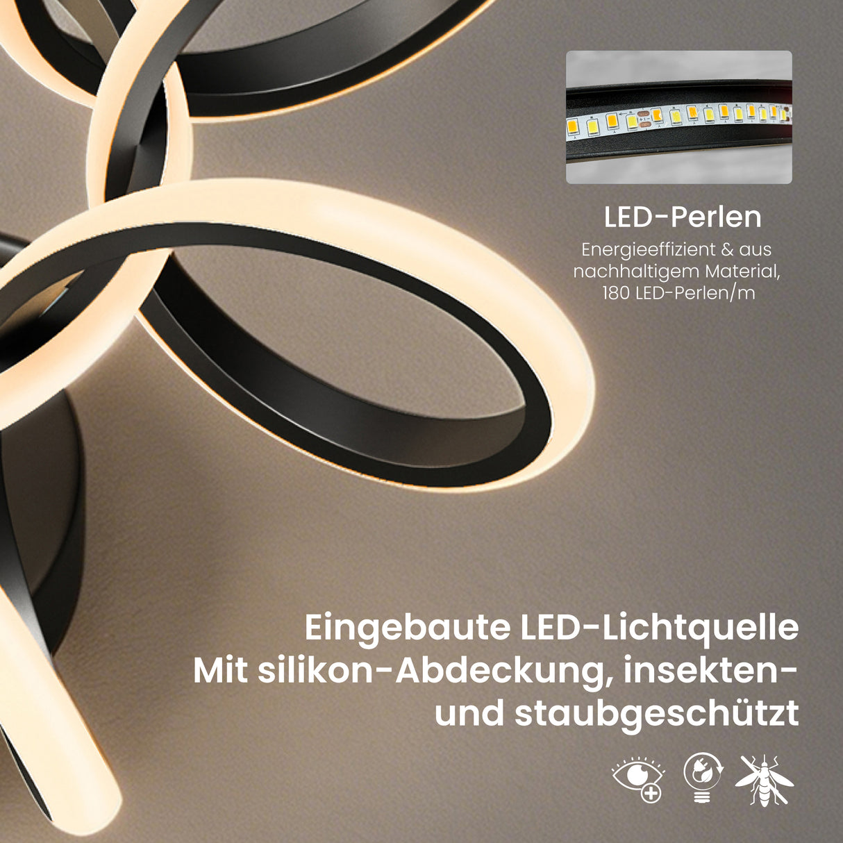 glasvilla Deckenlampe, dimmbar 3000-6400K,mit Fernbedienung | LED Deckenleuchte,112W Schwarz,Moderne,für Schlafzimmer, Wohnzimmer, Kinderzimmer Nuvora06