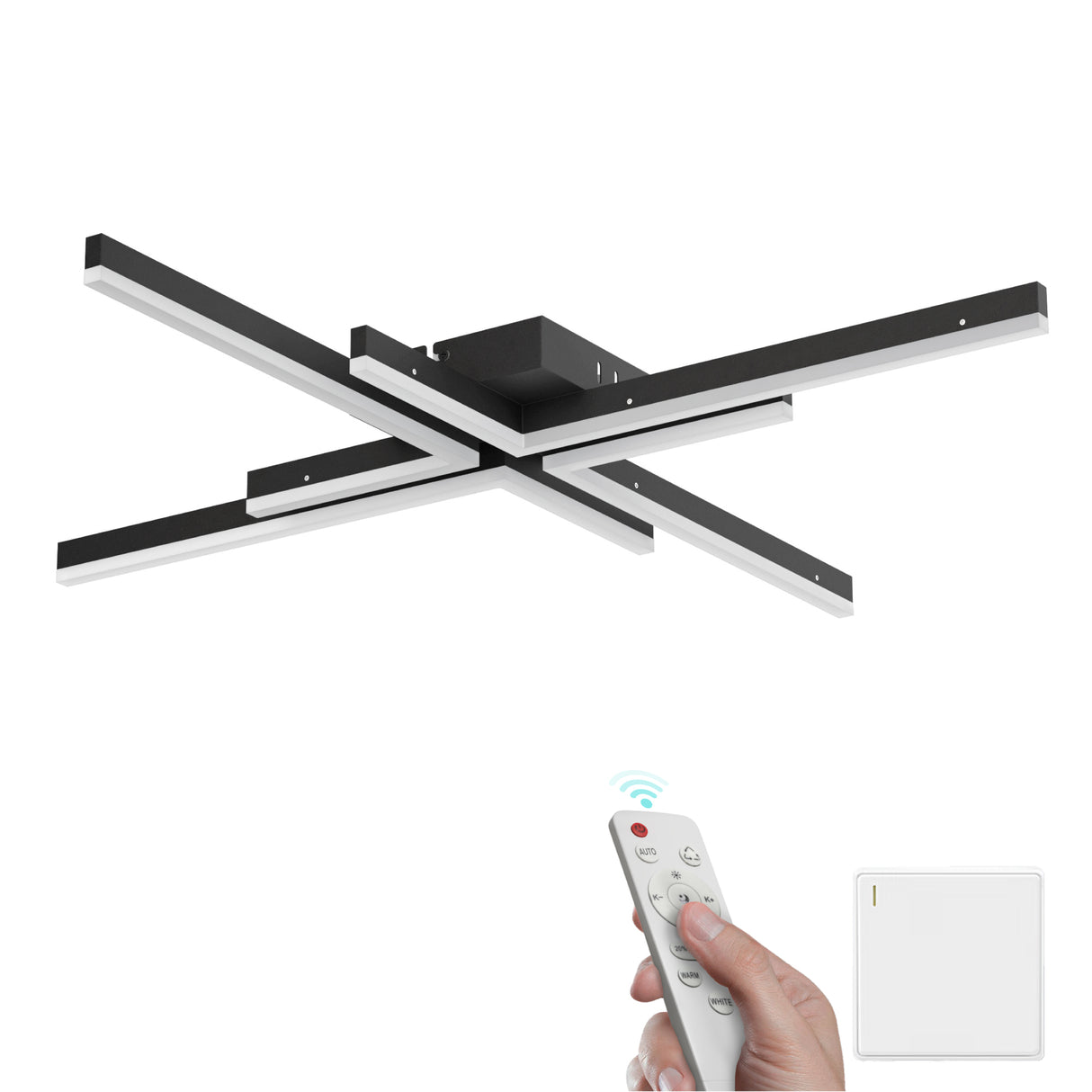 glasvilla Plafoniera LED Soffitto 48W, Lampadario LED Soffitto 3000K - 6400K Illuminazione a Soffitto Moderna per Camera da Letto Sala Cucina Bagno Corridoio, Nero Sabbia, Alivetta25039