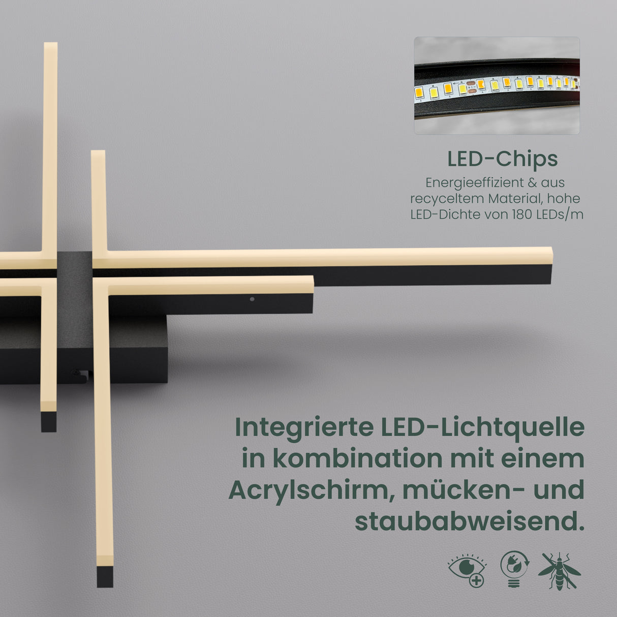 glasvilla Plafoniera LED Soffitto 48W, Lampadario LED Soffitto 3000K - 6400K Illuminazione a Soffitto Moderna per Camera da Letto Sala Cucina Bagno Corridoio, Nero Sabbia, Alivetta25039