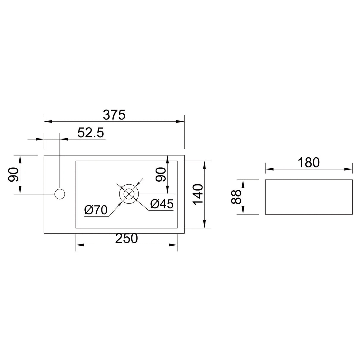 glasvilla Waschbecken Gäste-WC Hängewaschbecken aus Keramik in weiß mit Nano-Beschichtung Brüssel3053
