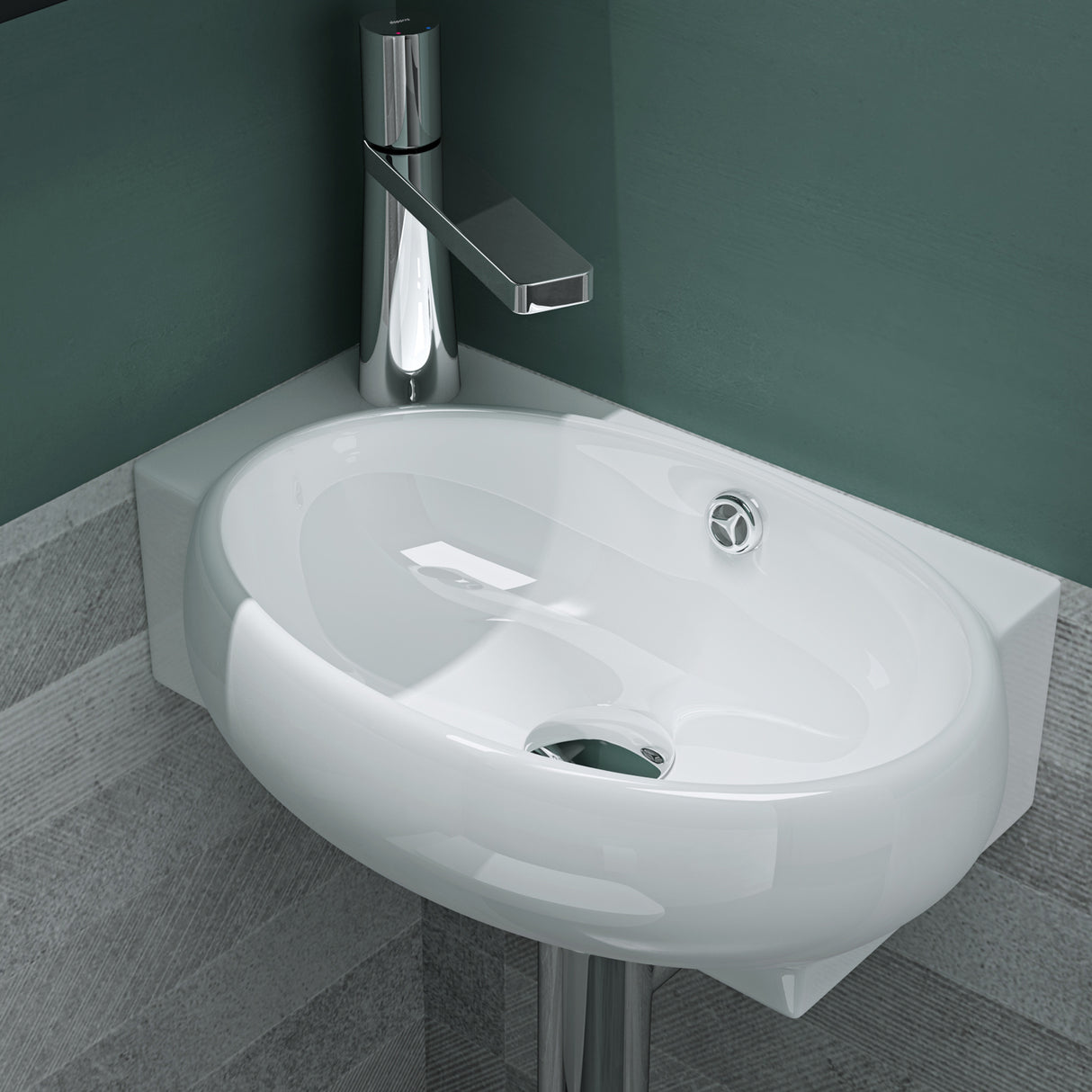 glasvilla Waschbecken Gäste WC Aufsatzwaschbecken Hängewaschbecken aus Keramik mit NANO, BTH: 42x28x15cm, Brüssel001