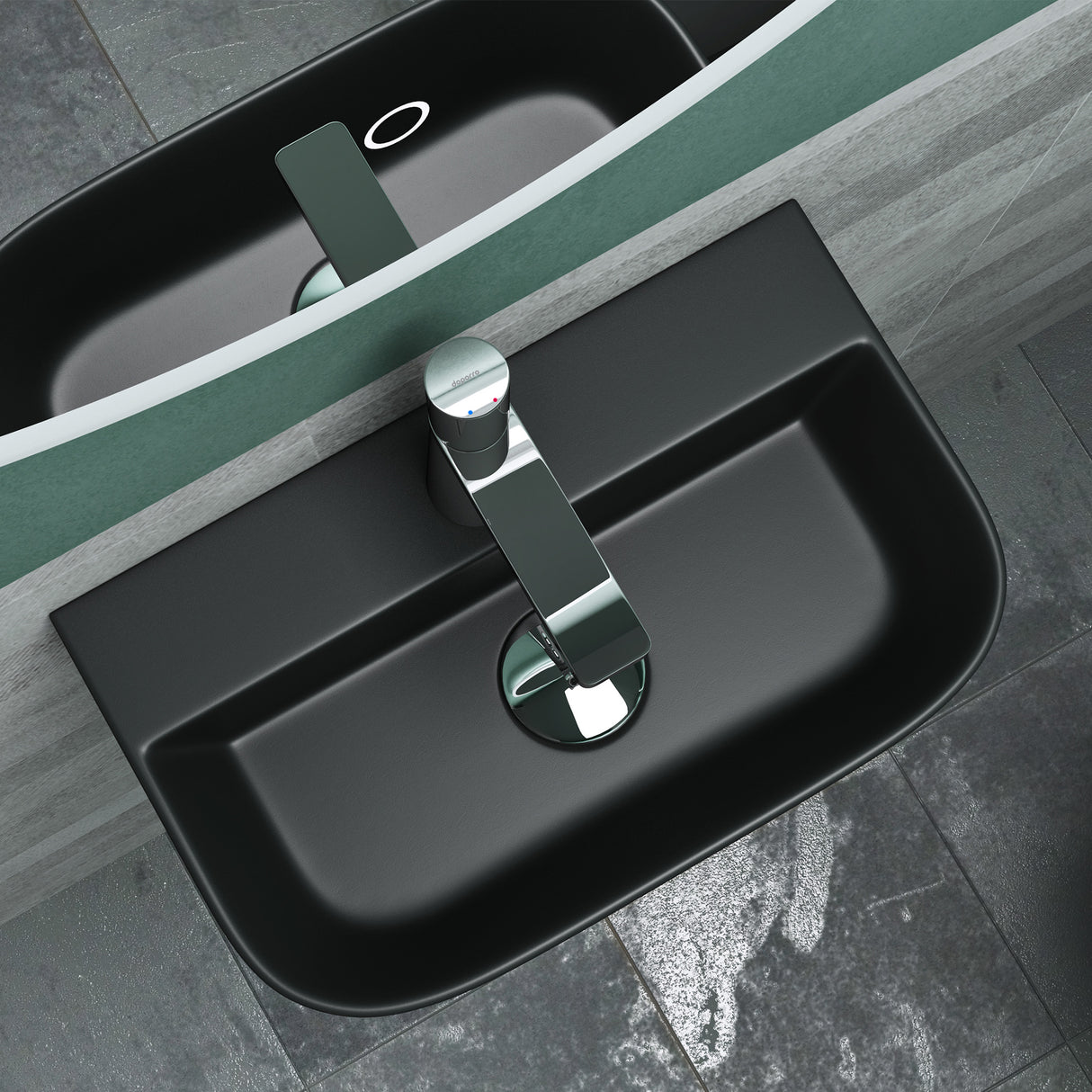 glasvilla Aufsatzwaschbecken Hängewaschbecken BTH: 38x23,5x8cm Waschschale Waschbecken aus Keramik Brüssel003