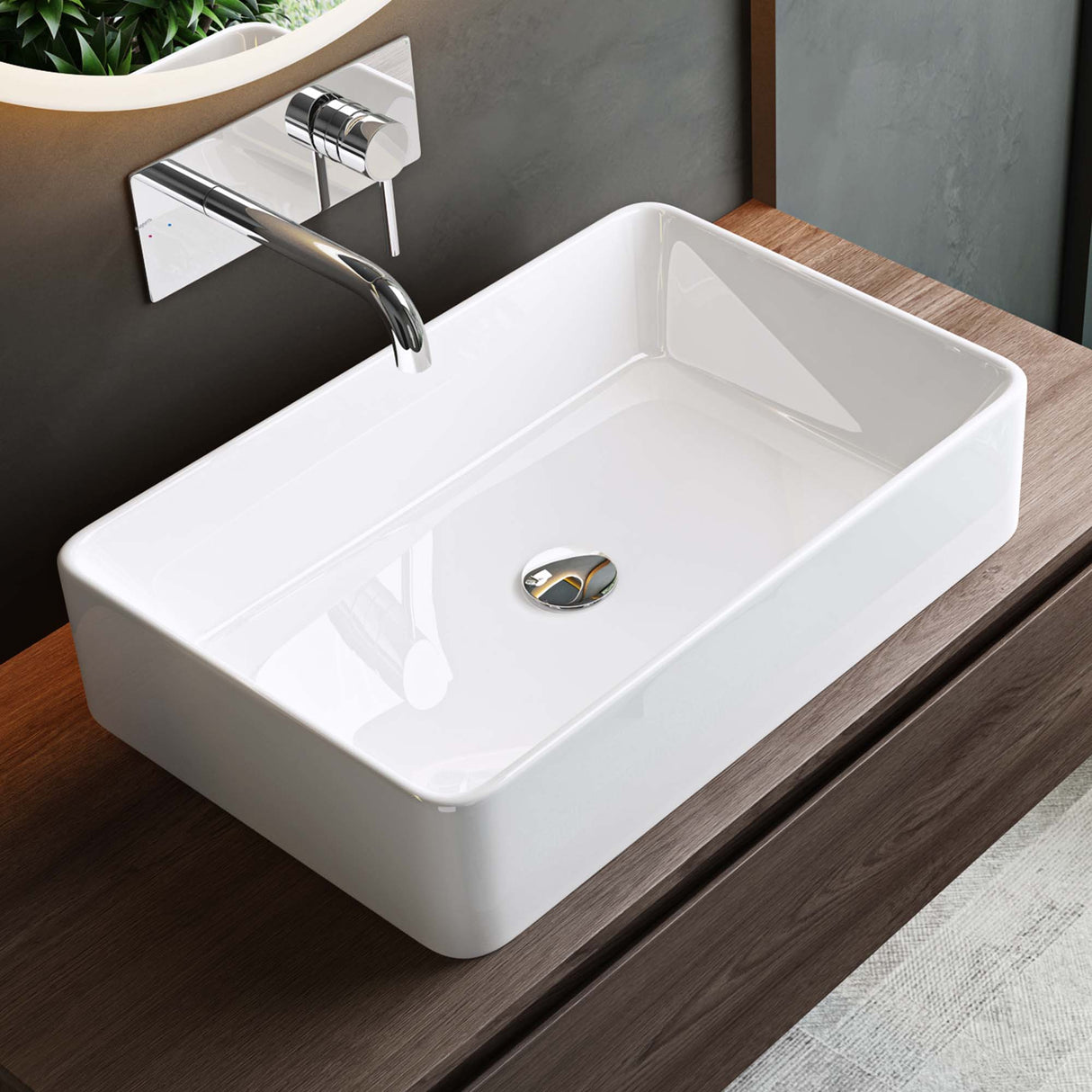 glasvilla Waschbecken Aufsatzwaschbecken BTH: 59x38x13,5cm Waschschale aus Keramik Brüssel105D