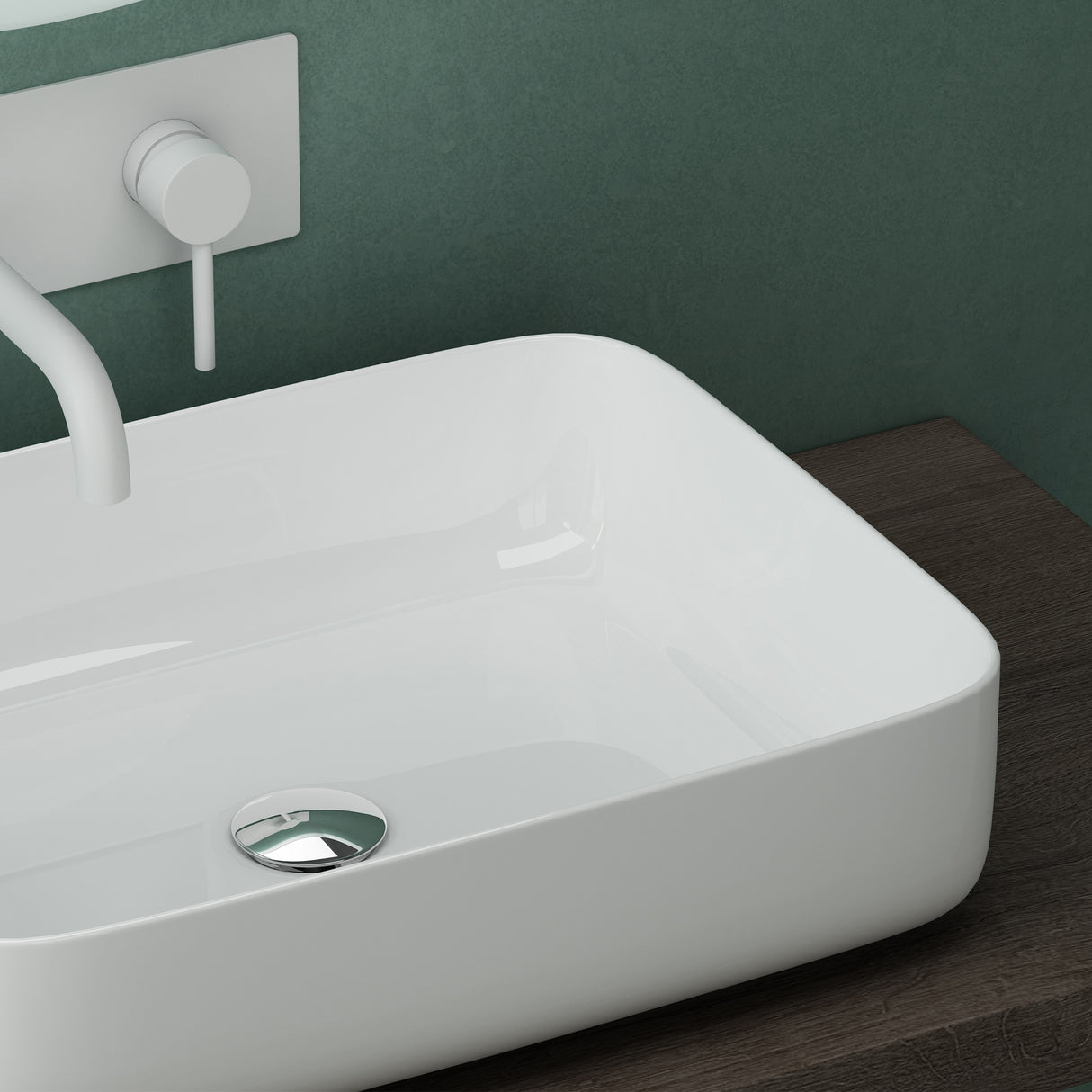 glasvilla Waschbecken Aufsatzwaschbecken Waschtisch aus Keramik in Weiß rechteckig mit Nano-Beschichtung/Lotus-Effekt Brüssel106