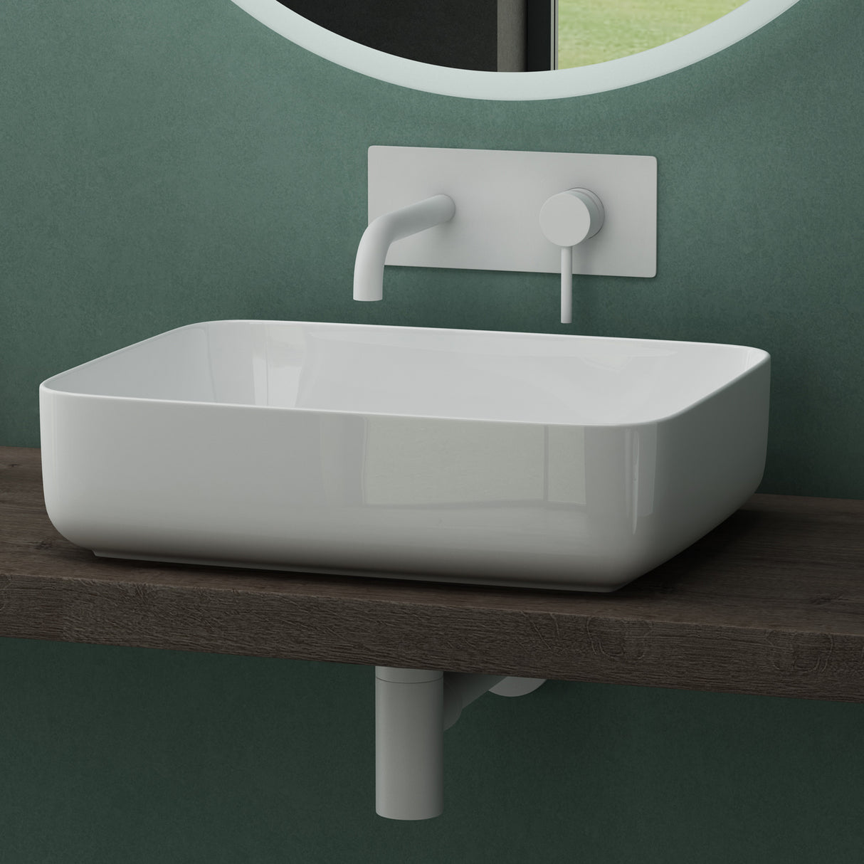 glasvilla Waschbecken Aufsatzwaschbecken Waschtisch aus Keramik in Weiß rechteckig mit Nano-Beschichtung/Lotus-Effekt Brüssel106