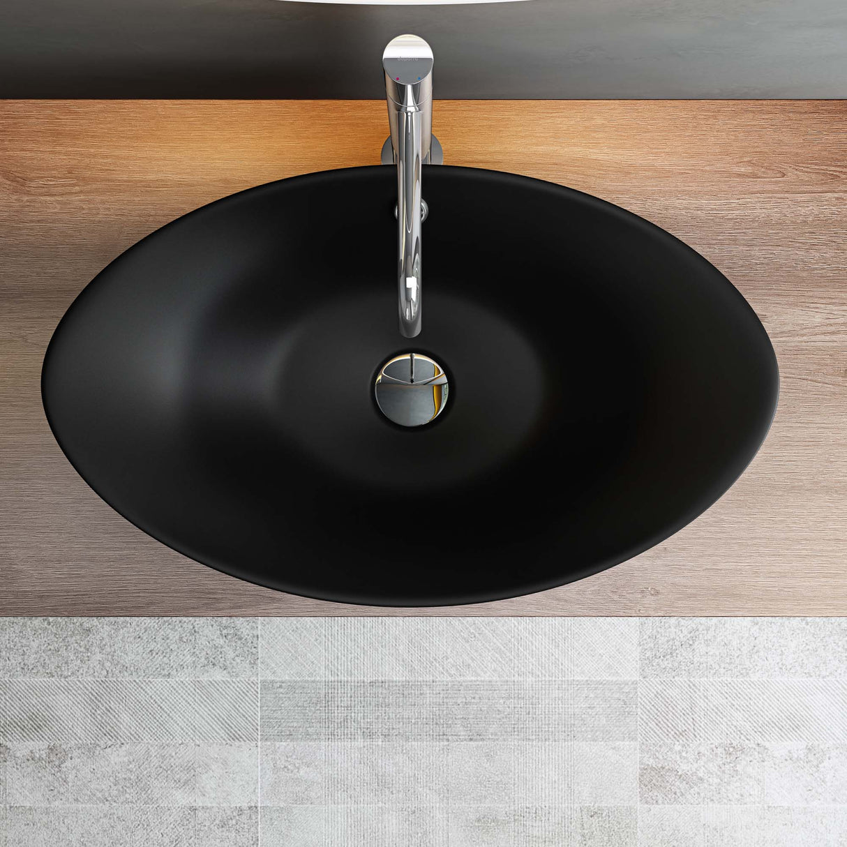 glasvilla Waschbecken Aufsatzwaschbecken Oval aus Keramik 59x38cm Waschschale Waschtisch mit Nano-Beschichtung Br818