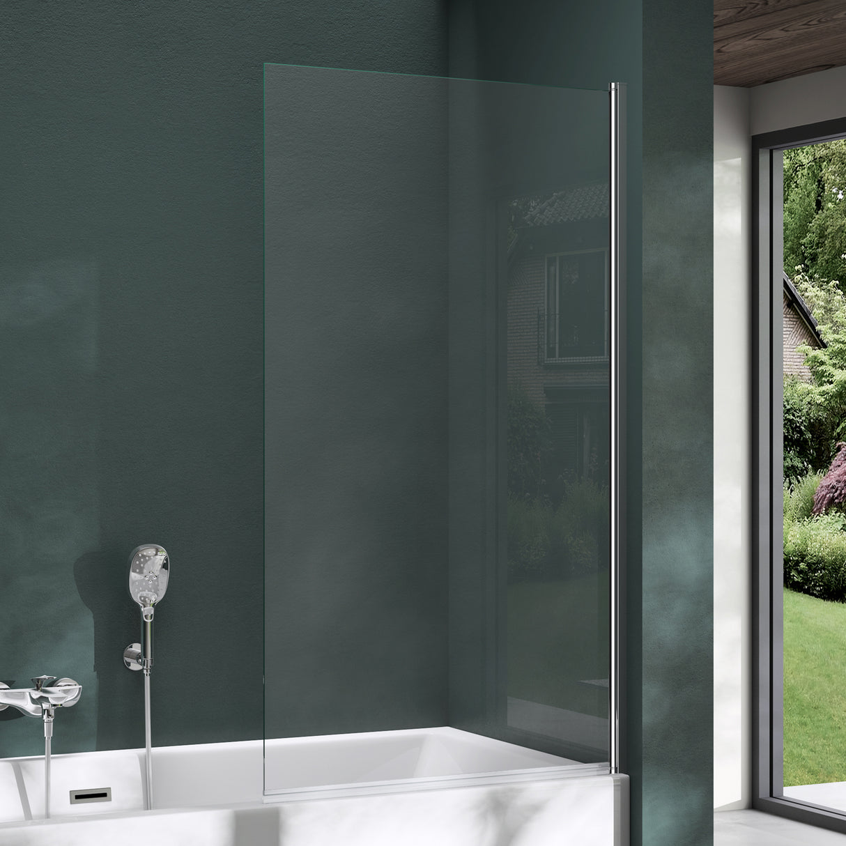 glasvilla Duschwand für Badewanne Badewannenwand Sicherheitsglas mit NANO-Versiegelung Badewannentrennwand Badewannenaufsatz 80x140cm Cortona201