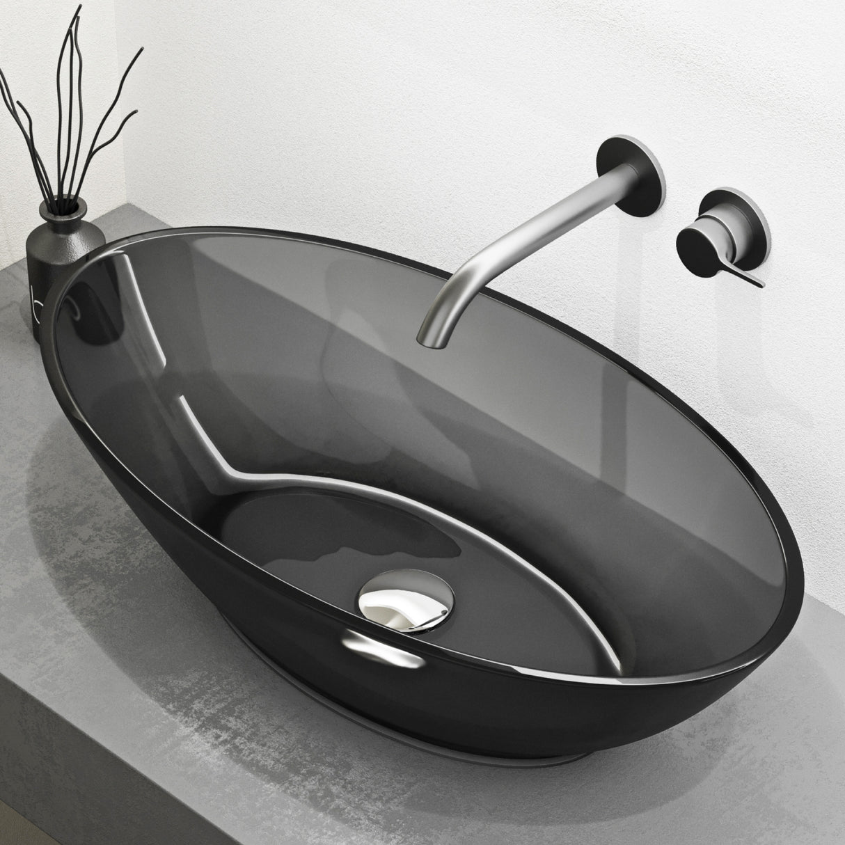 glasvilla Waschbecken Aufsatzwaschbecken aus Kunstharz Waschschale Handwaschbecken Oval 63x34x17cm ohne Hahnloch und Überlauf Coloria02