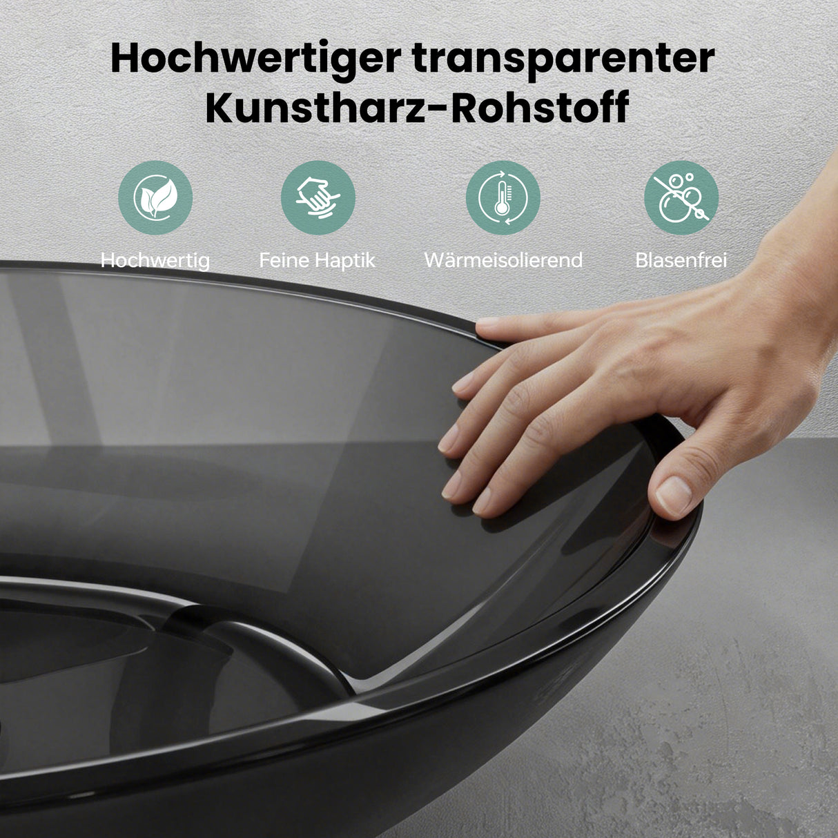 glasvilla Waschbecken Aufsatzwaschbecken aus Kunstharz Waschschale Handwaschbecken Oval 63x34x17cm ohne Hahnloch und Überlauf Coloria02