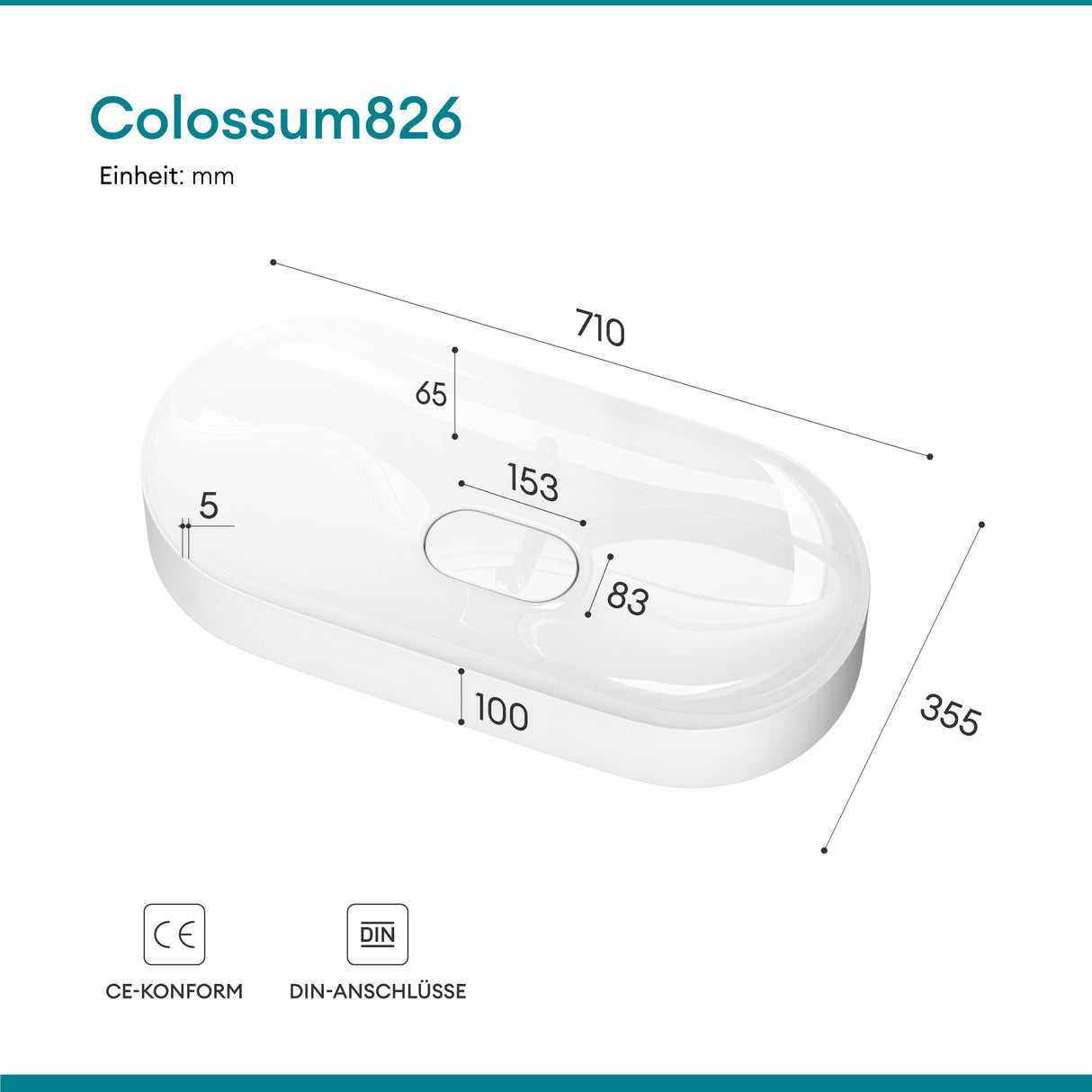 glasvilla Waschbecken Aufsatzwaschbecken Waschschale aus Mineralguss inkl. Nano-Versiegelung Col826