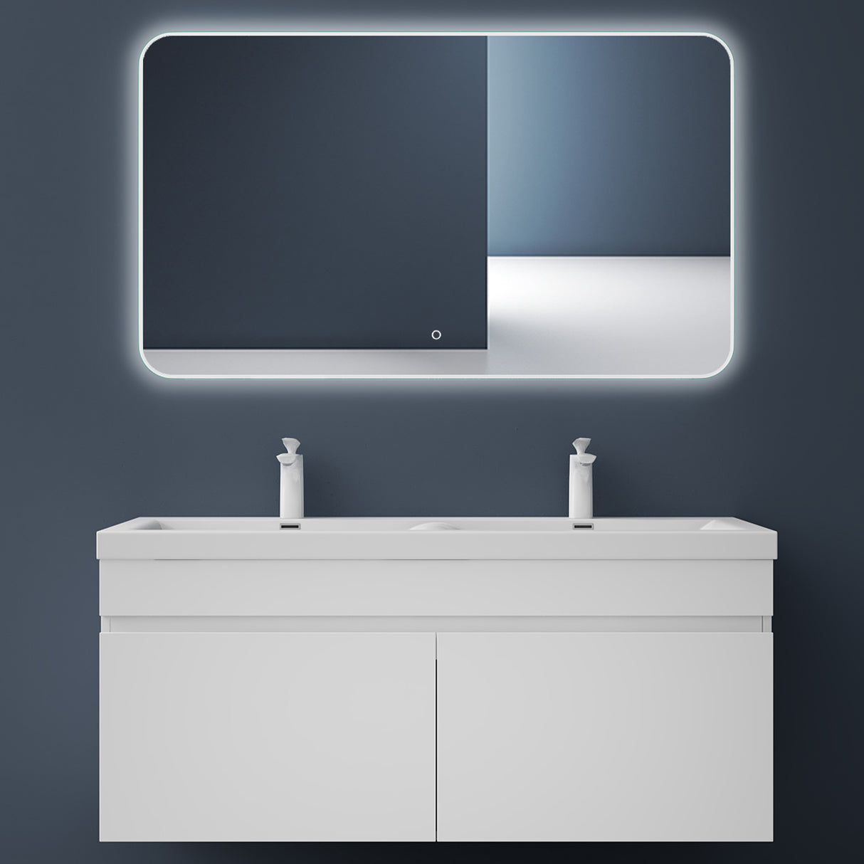 glasvilla Badmöbel Set Badezimmermöbel mit Mineralguss Waschbecken Waschtisch Botanica