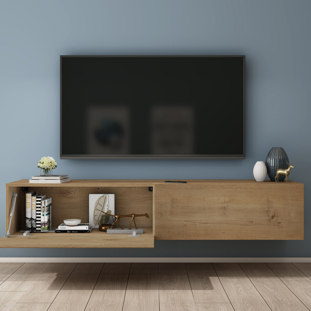 glasvilla Fernsehtisch Fernsehschrank TV Schrank Verdeckter Griff mit Soft-Close Lowboard Hängeschrank für Wohnzimmer Fernsehschrank02