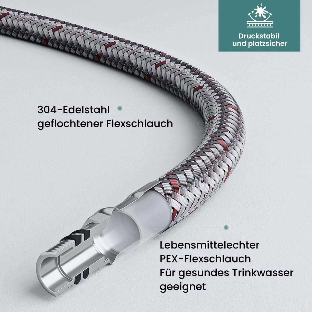 glasvilla Wasserhahn Bad Waschtischarmatur Einhebelmischer Mischbatterie Bad Armatur aus Edelstahl mit Wassersparfunktion DIN-Anschlüsse Fino-01
