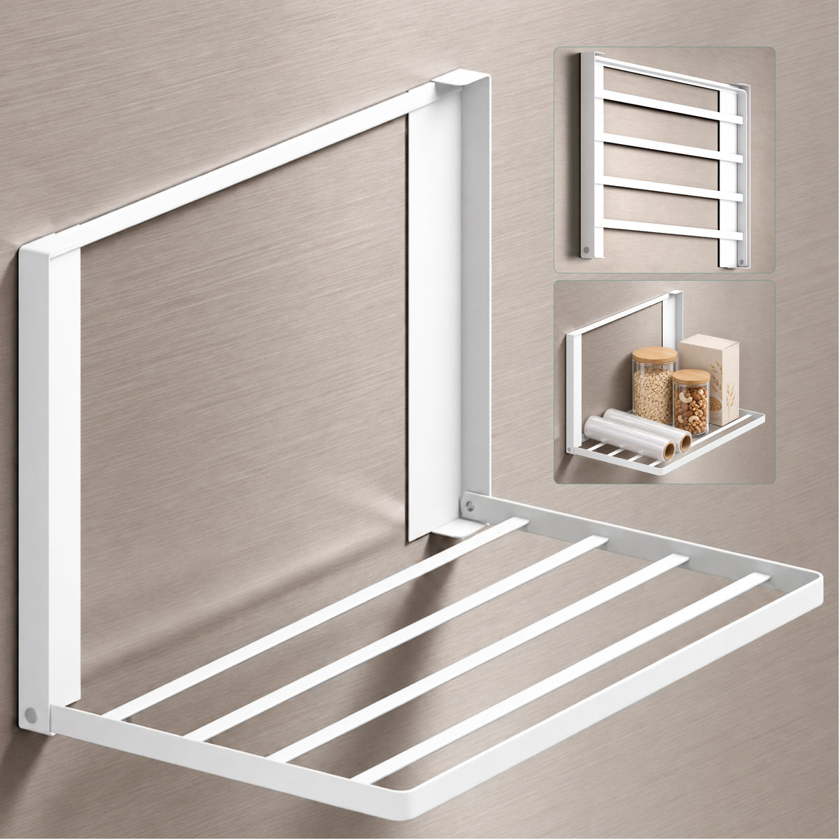 Toallero y Estante Plegable Glasvilla Folda-01 Magnético o Adhesivo sin Taladro (41 × 25 cm)