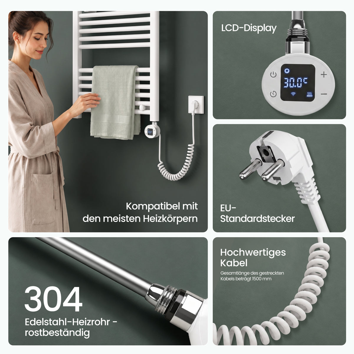 glasvilla Smart WiFi Heizstab für Badheizkörper, Heizelement Elektrischer Heizstab mit App-Steuerung, Thermostat & Timer-Funktion, Heizpatrone für Handtuchheizkörper Heizstab-03