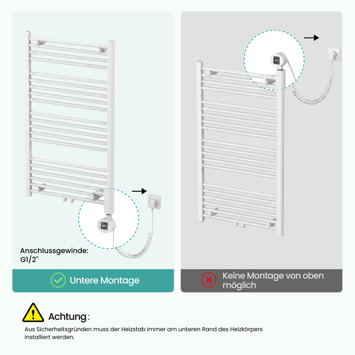 glasvilla Smart WiFi Heizstab für Badheizkörper, Heizelement Elektrischer Heizstab mit App-Steuerung, Thermostat & Timer-Funktion, Heizpatrone für Handtuchheizkörper Heizstab-03