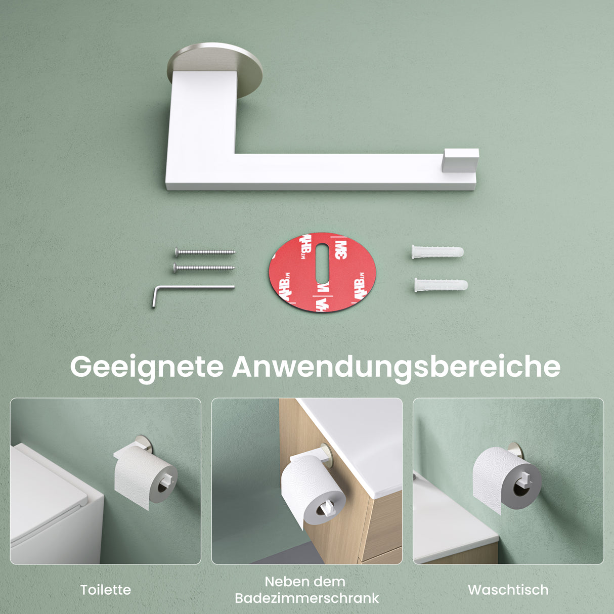 glasvilla Toilettenpapierhalter Klopapierhalter WC aus Edelstahl, Toilettenpapier Halterung Rollenhalter Lino-02+03+04