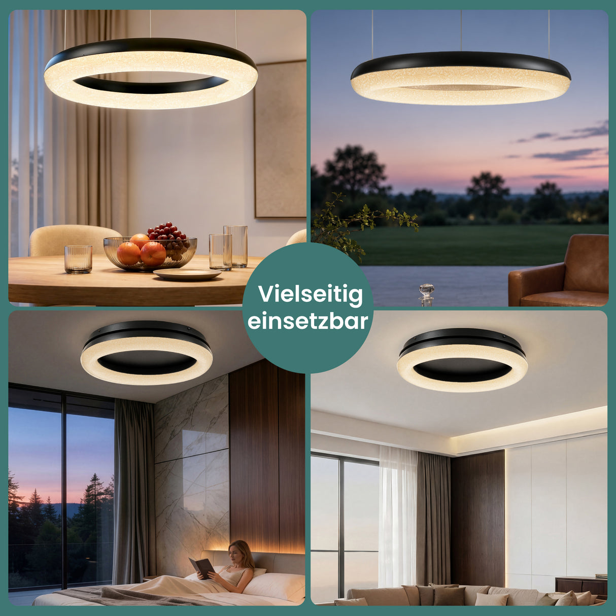 glasvilla Pendelleuchte Esstisch, LED Moderne Hängelampe, stufenlos dimmbar 3000K–6000K, höhenverstellbare Design Esstischlampe mit Fernbedienung & Wandschalter, Luvina03