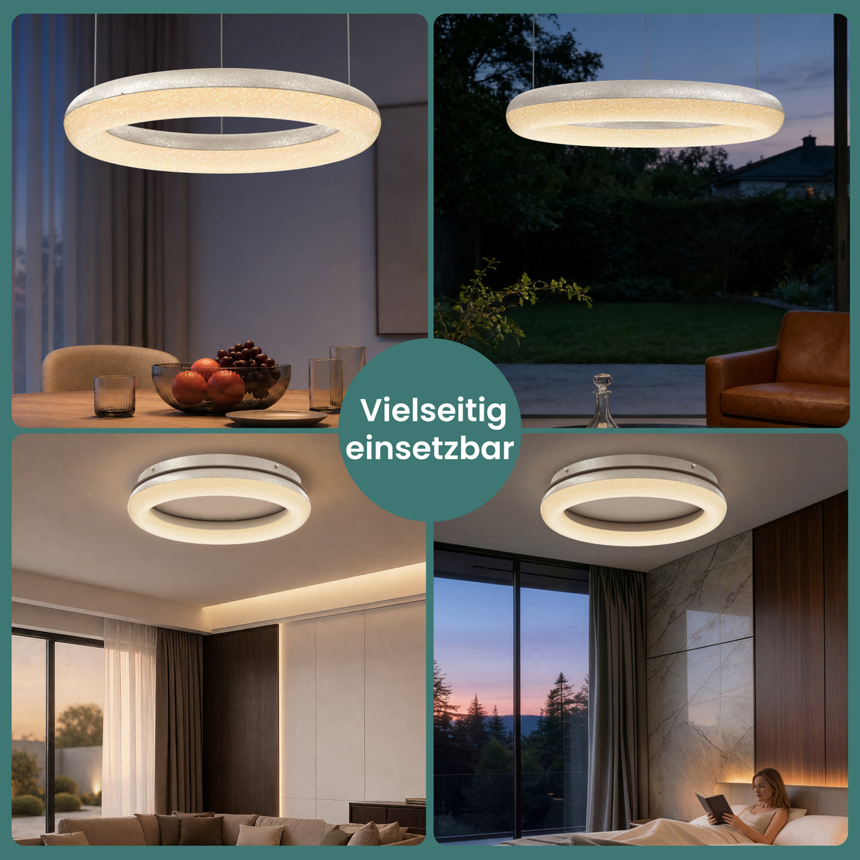 glasvilla Pendelleuchte Esstisch, LED Moderne Hängelampe, stufenlos dimmbar 3000K–6000K, höhenverstellbare Design Esstischlampe mit Fernbedienung & Wandschalter, Luvina03