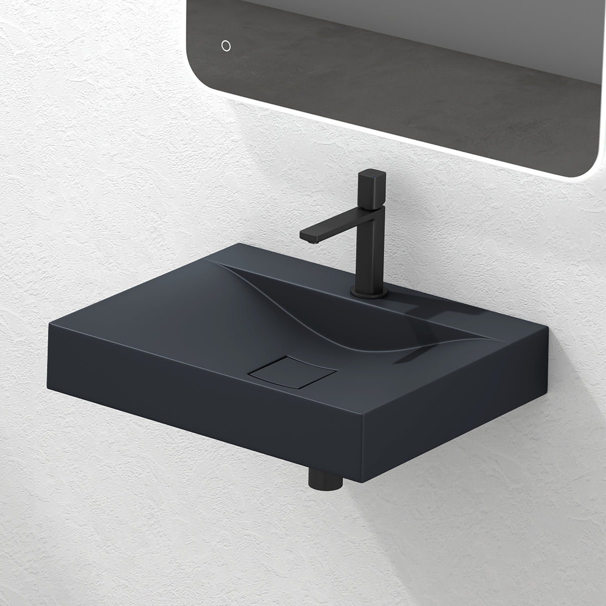 Lavabo Glasvilla, lavabo suspendu, lavabo à poser en matériau minéral moulé, Col810