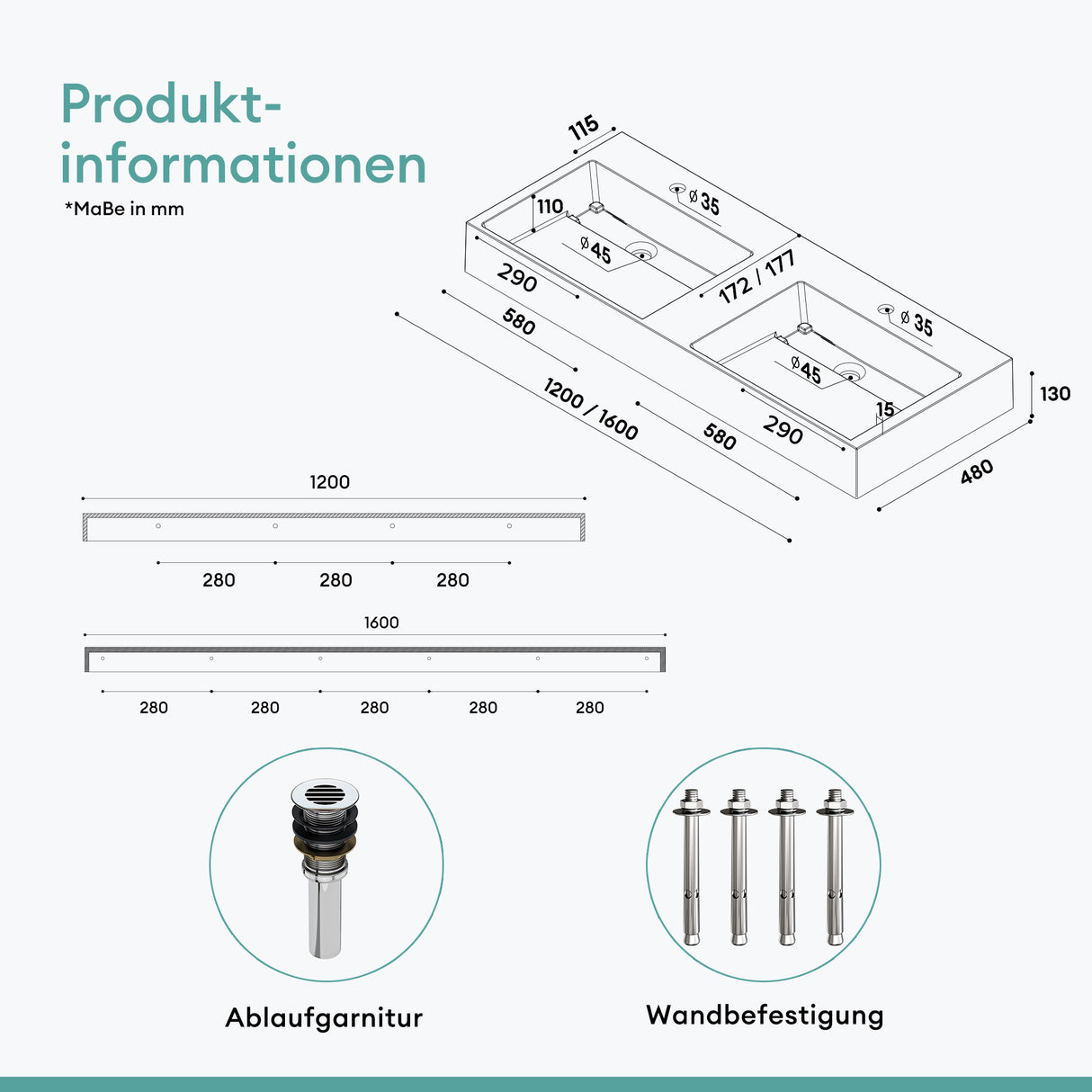 lavabo à poser Glasvilla, lavabo suspendu en fonte minérale Col12