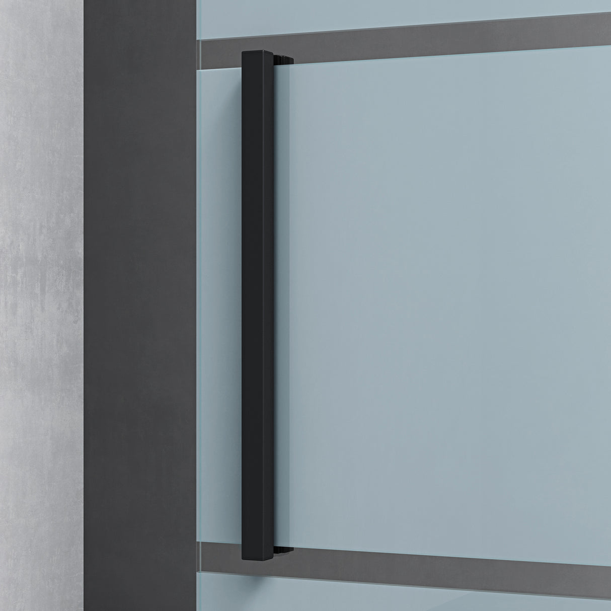 glasvilla Glasschiebetür komplettset, Griffart: Stangengriff, 15 mm Wandabstand, 8mm ESG-Sicherheitsglas Amalfi Schwarz