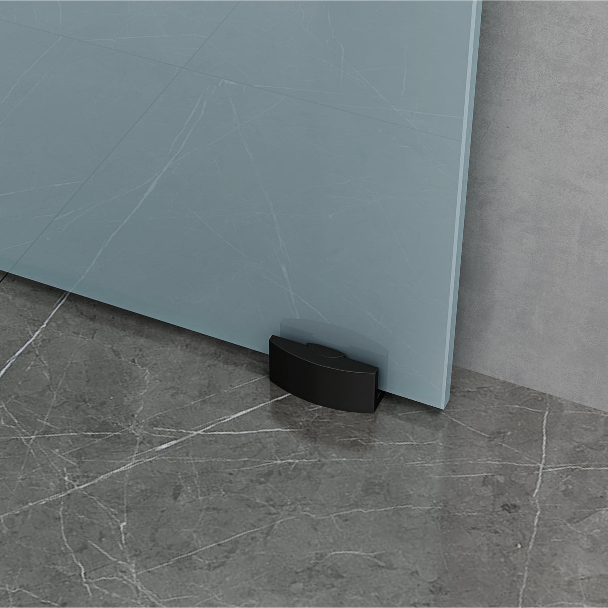 glasvilla Glasschiebetür komplettset, Griffart: Stangengriff, 15 mm Wandabstand, 8mm ESG-Sicherheitsglas Amalfi Schwarz