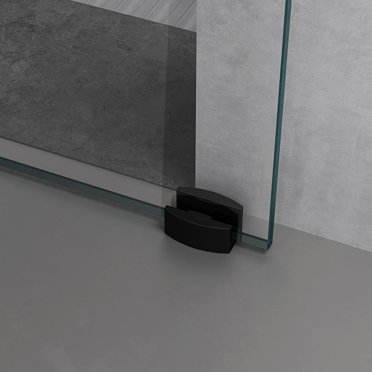 glasvilla Glasschiebetür komplettset, Griffart: Muschelgriff, inkl. Soft-Close, 15 mm Wandabstand, 8mm ESG-Sicherheitsglas Amalfi Schwarz