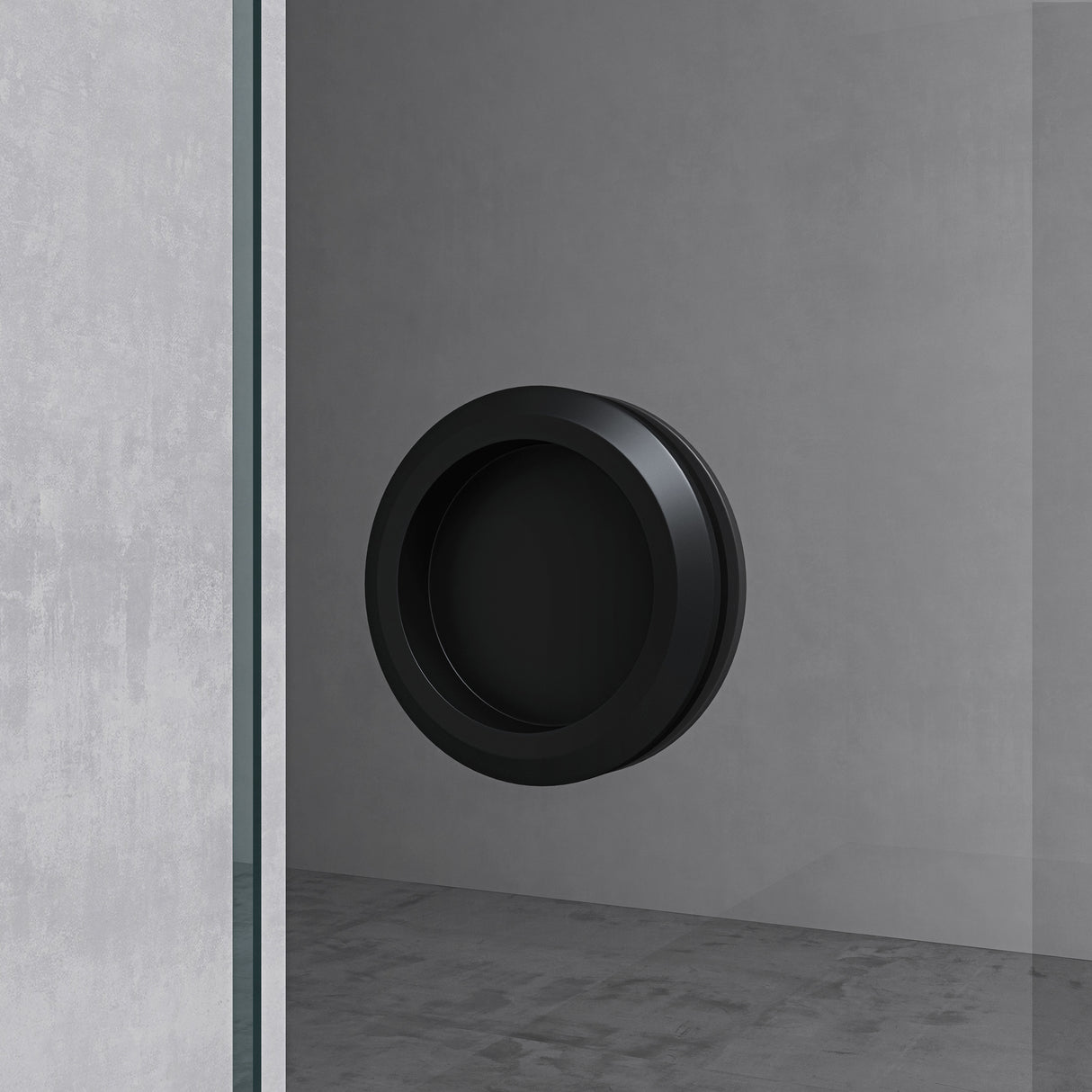 glasvilla Glasschiebetür komplettset, Griffart: Muschelgriff, inkl. Soft-Close, 15 mm Wandabstand, 8mm ESG-Sicherheitsglas Amalfi Schwarz