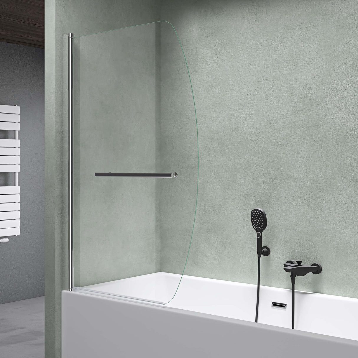 glasvilla Duschwand für Badewanne Badewannenwand faltbar 180° Sicherheitsglas mit NANO 90x140cm Badewannentrennwand Badewannenaufsatz Cortona112