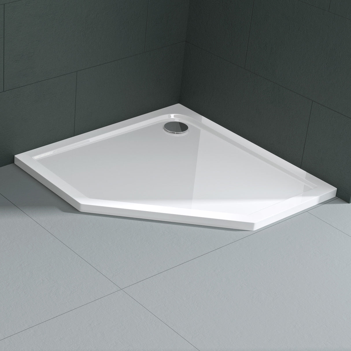 glasvilla Duschwanne Duschtasse aus Sanitäracryl Fünfeckig Faro5