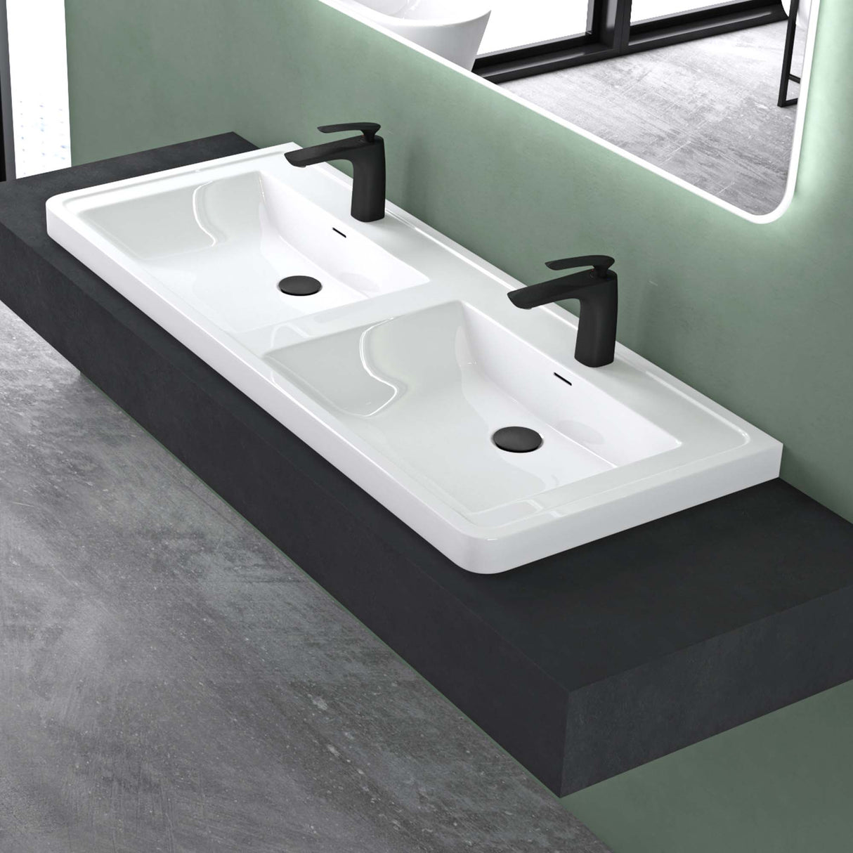 glasvilla Waschbecken Einbauwaschbecken Rechteckige Waschschale aus Mineralguss mit Überlauf Col8