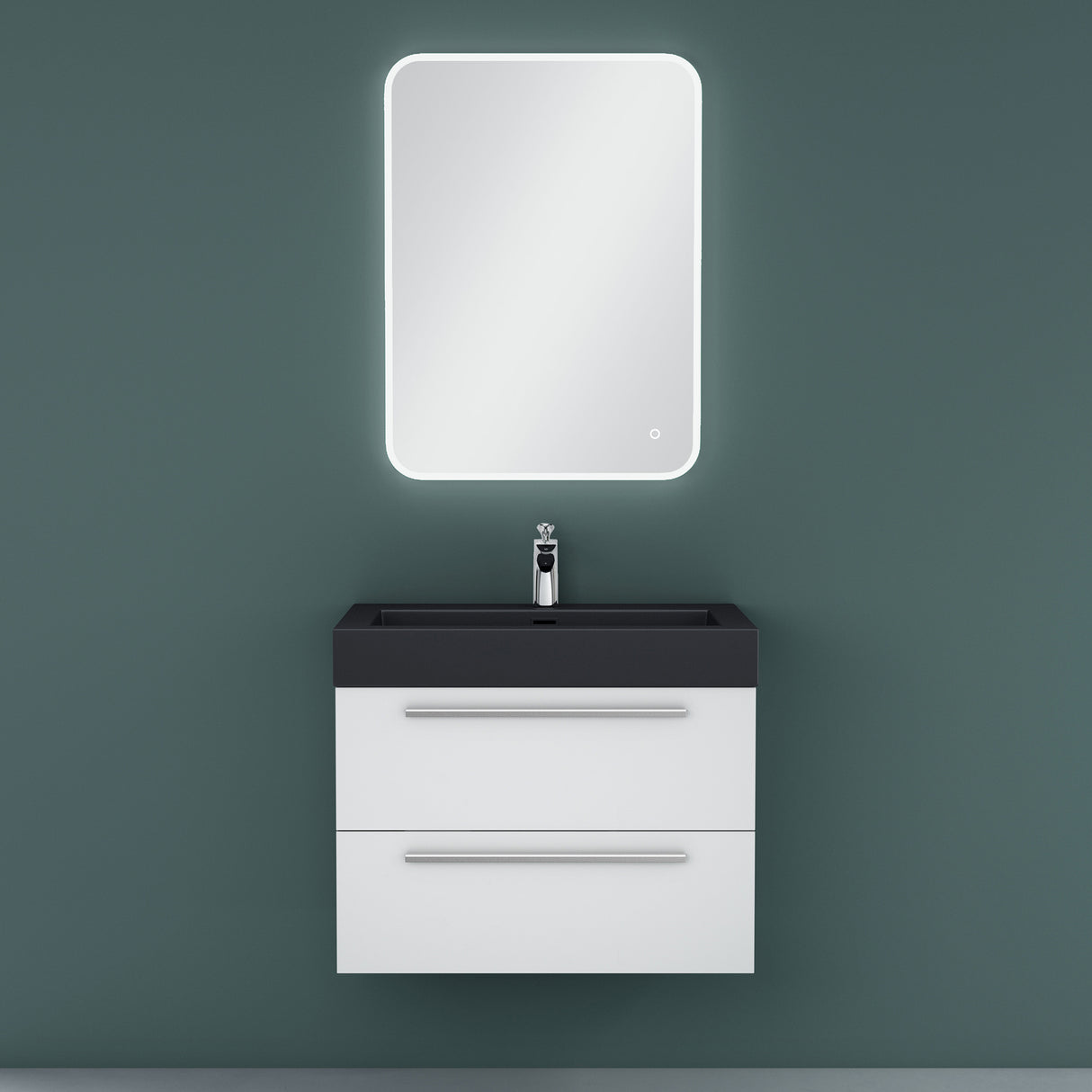 glasvilla Badmöbel-Set Waschbeckenunterschrank Waschtisch mit Unterschrank inkl. Mineralguss-Waschbecken in Anthrazit Quadratto