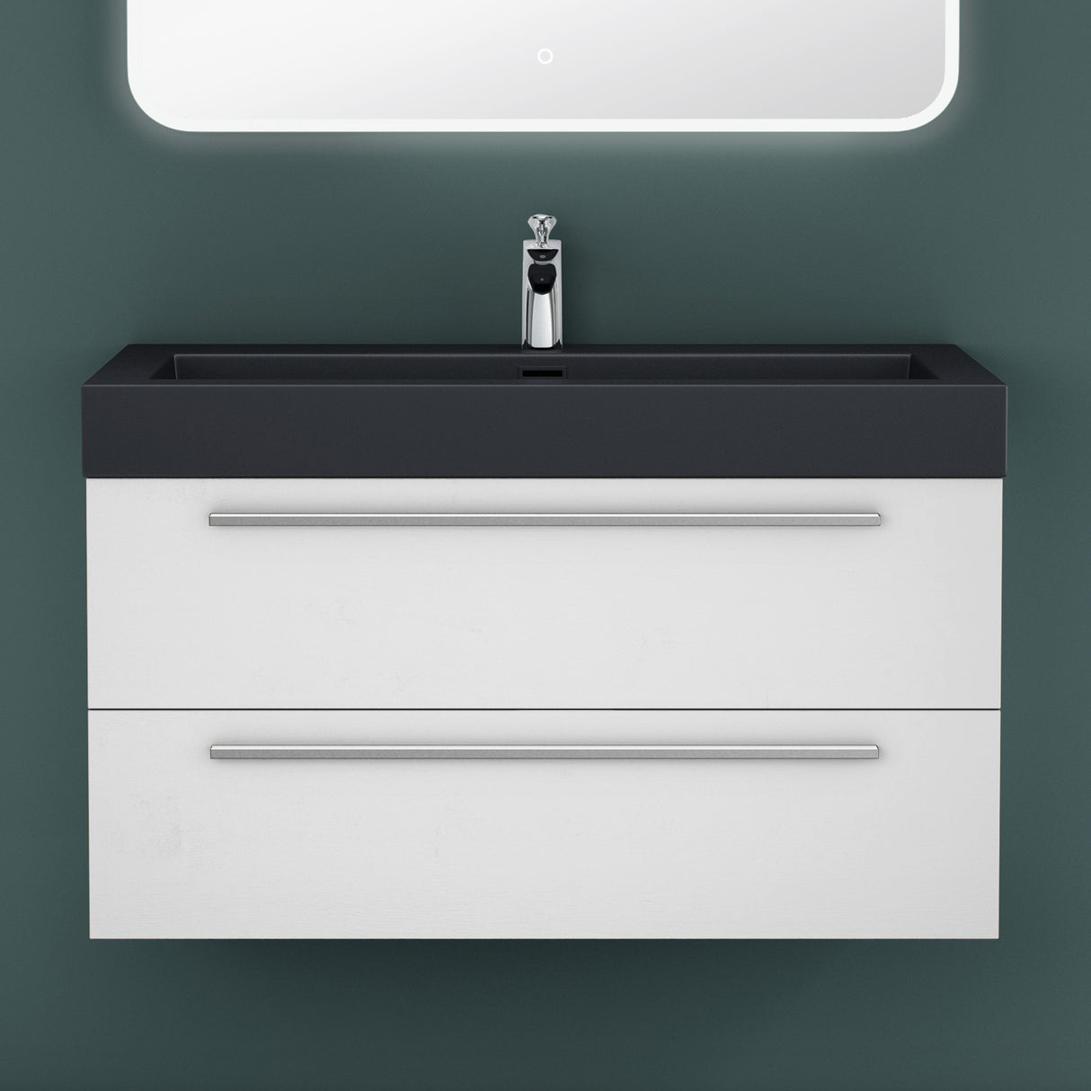 glasvilla Badmöbel-Set Waschbeckenunterschrank Waschtisch mit Unterschrank inkl. Mineralguss-Waschbecken in Anthrazit Quadratto