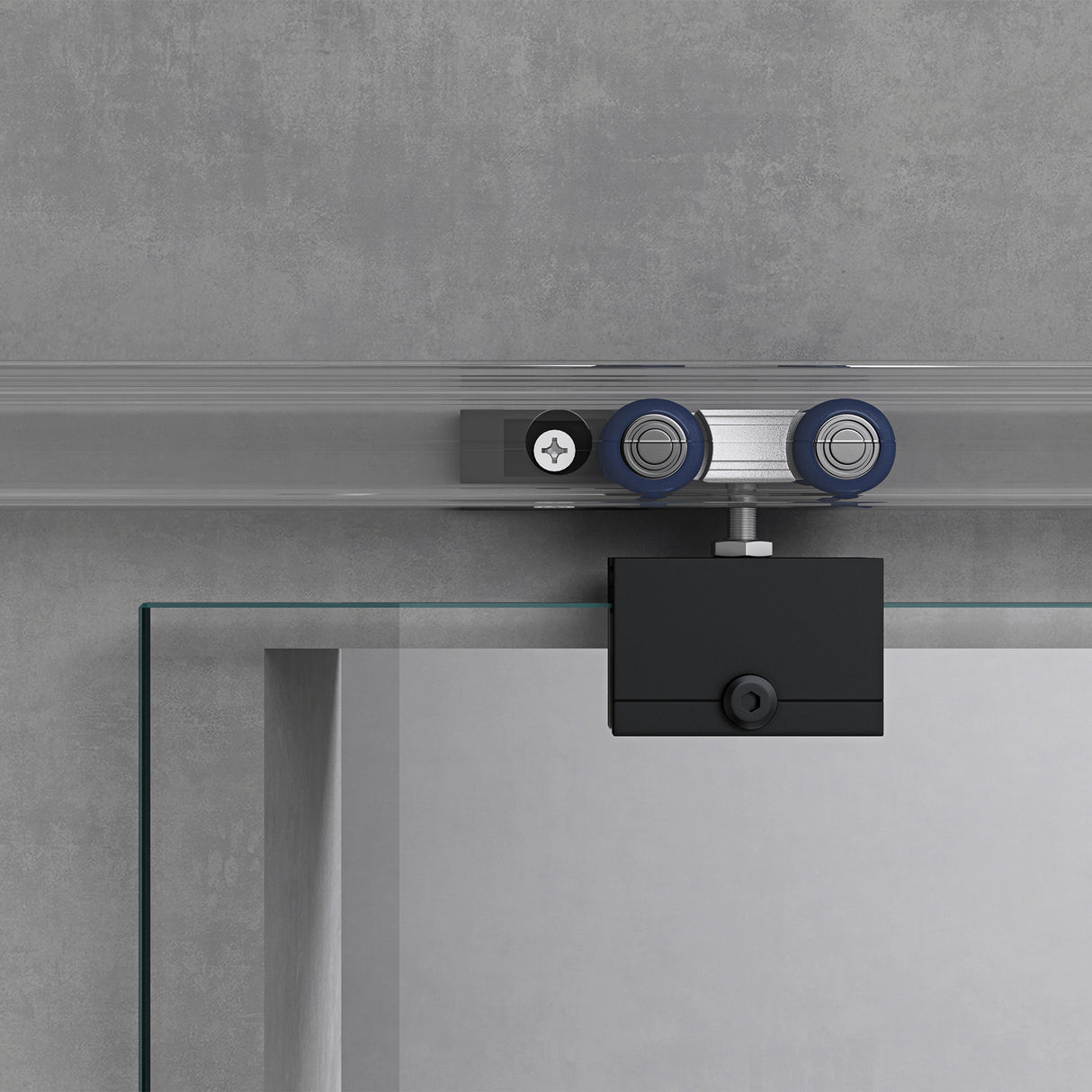 glasvilla Glasschiebetür komplettset, Griffart: Stangengriff, 25 mm Wandabstand, inkl. Soft-Close, 8mm ESG-Sicherheitsglas Amalfi Schwarz