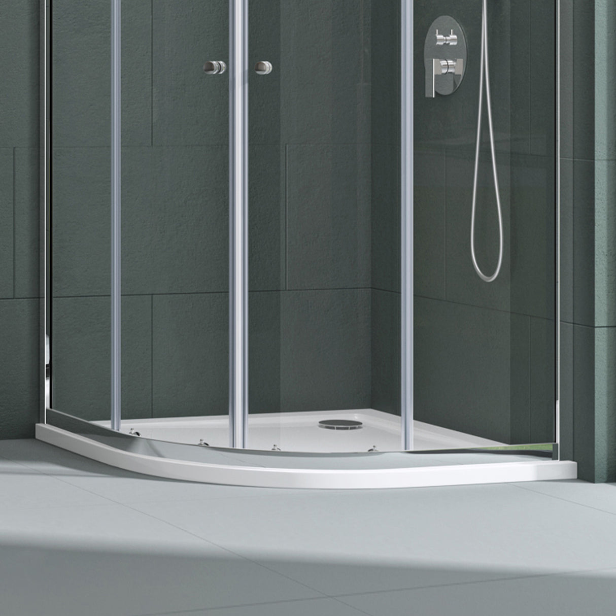 glasvilla Duschwanne Duschtasse aus Sanitäracryl Viertelkreis Faro3